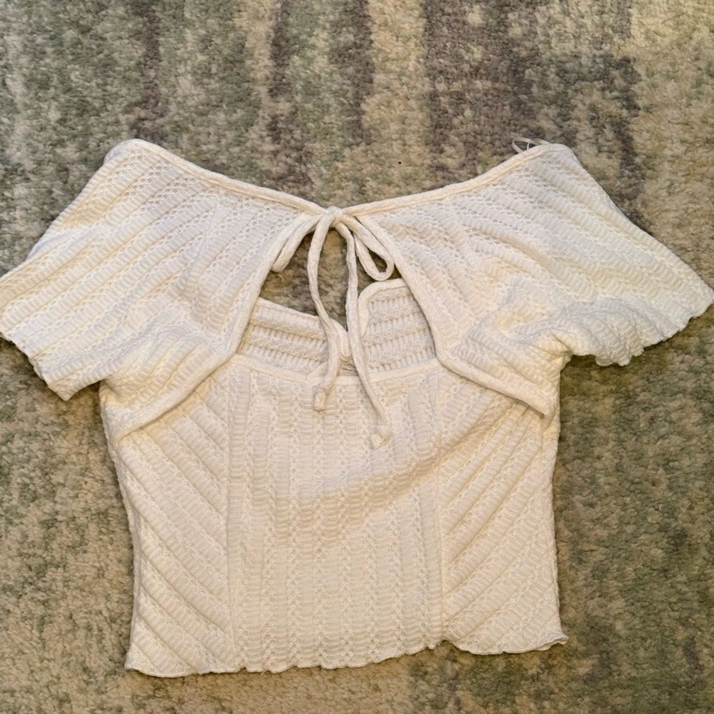 White Textured Knit Top - Picture 5 of 7
